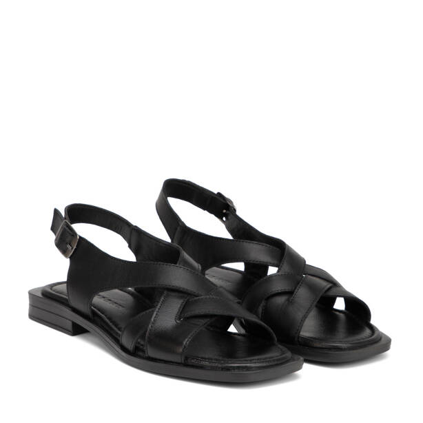 Siyah Hakiki Deri Kadın Sandalet - K26Y1SN68660-A23 - 2