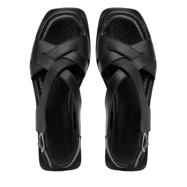 Siyah Hakiki Deri Kadın Sandalet - K26Y1SN68660-A23 - 5