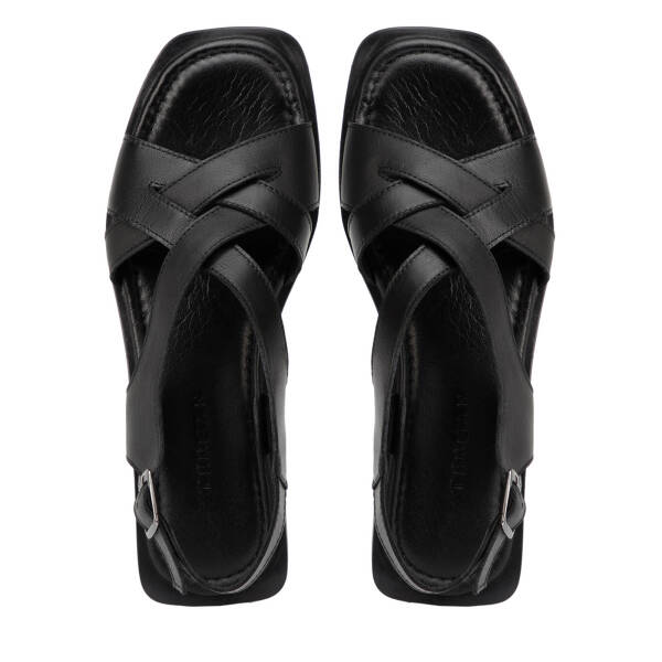 Siyah Hakiki Deri Kadın Sandalet - K26Y1SN68660-A23 - 5
