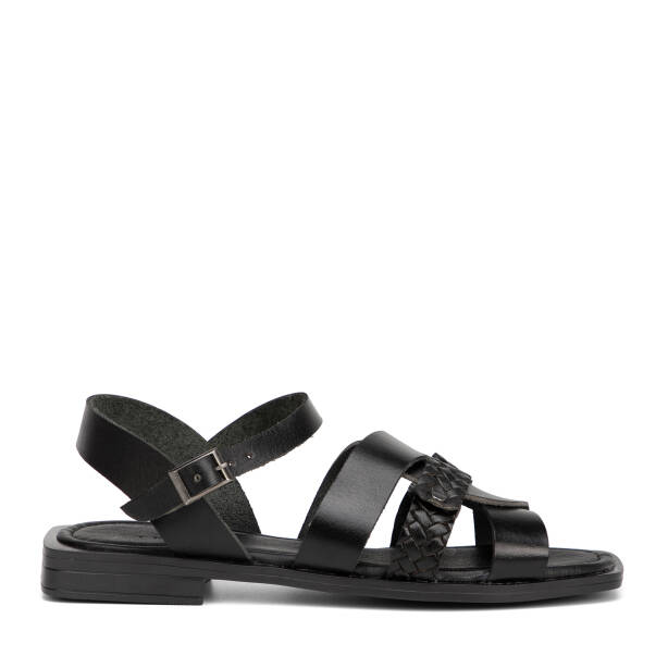 Siyah Hakiki Deri Kadın Sandalet - K26Y1SN68661-A23 - 1