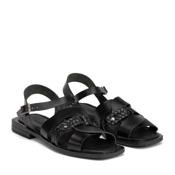 Siyah Hakiki Deri Kadın Sandalet - K26Y1SN68661-A23 - 2