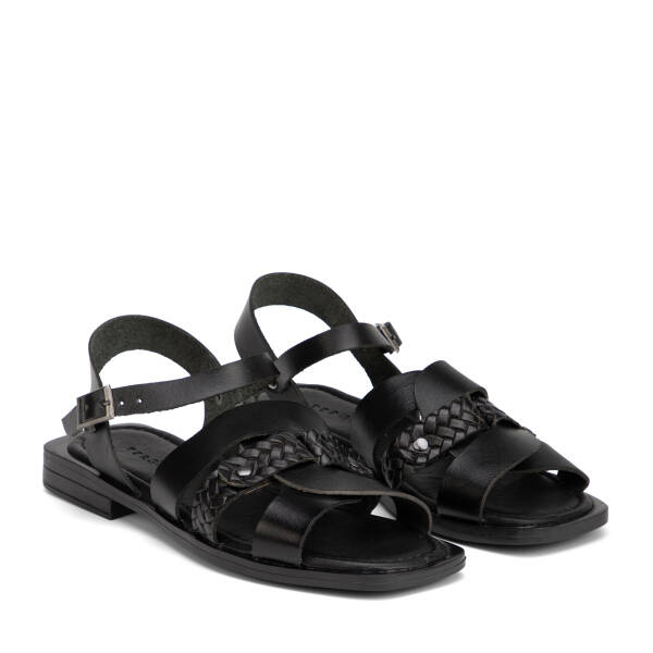 Siyah Hakiki Deri Kadın Sandalet - K26Y1SN68661-A23 - 2