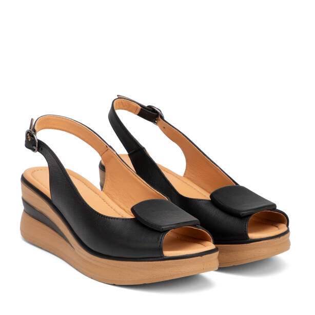 Siyah Hakiki Deri Kadın Sandalet - K26Y1SN68664-A23 - 2