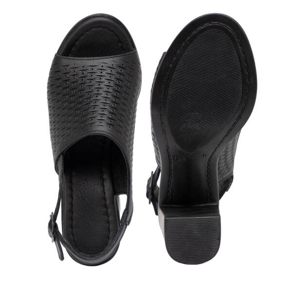 Siyah Hakiki Deri Kadın Sandalet - K26Y1SN68670-A23 - 6