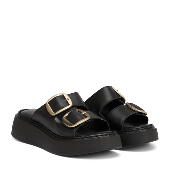 Siyah Hakiki Deri Kadın Sandalet - K26Y1TR68627-A23 - 2