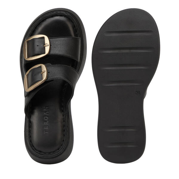 Siyah Hakiki Deri Kadın Sandalet - K26Y1TR68627-A23 - 6