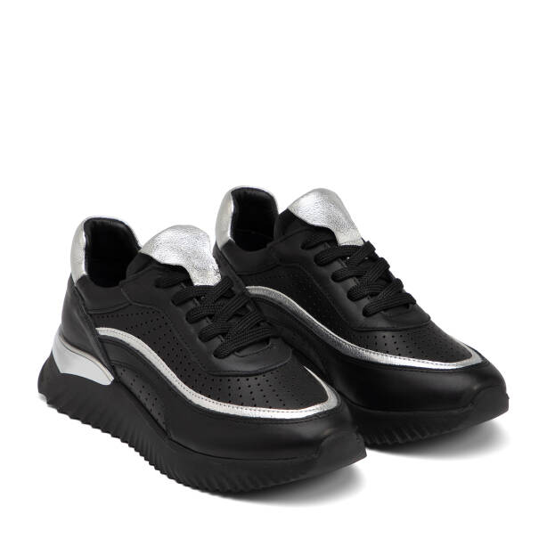 Siyah Hakiki Deri Kadın Sneaker - K25I1AY67970-A23 - 2