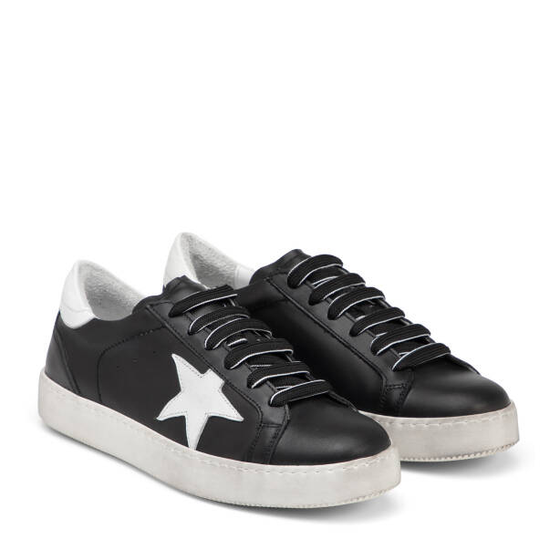 Siyah Hakiki Deri Kadın Sneaker - K25I1AY68072-A23 - 2