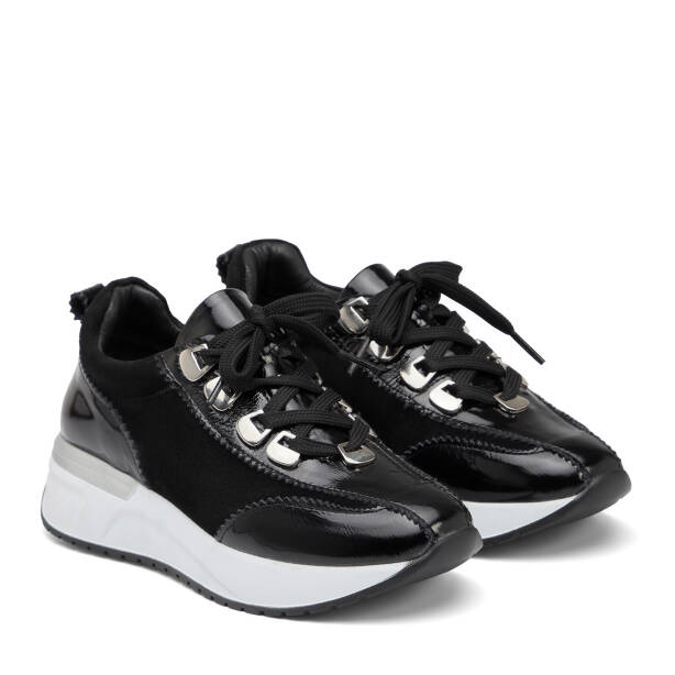 Siyah Hakiki Deri Kadın Sneaker - K26I1AY68468-A23 - 2