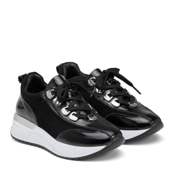 Siyah Hakiki Deri Kadın Sneaker - K26I1AY68468-A23 - 2