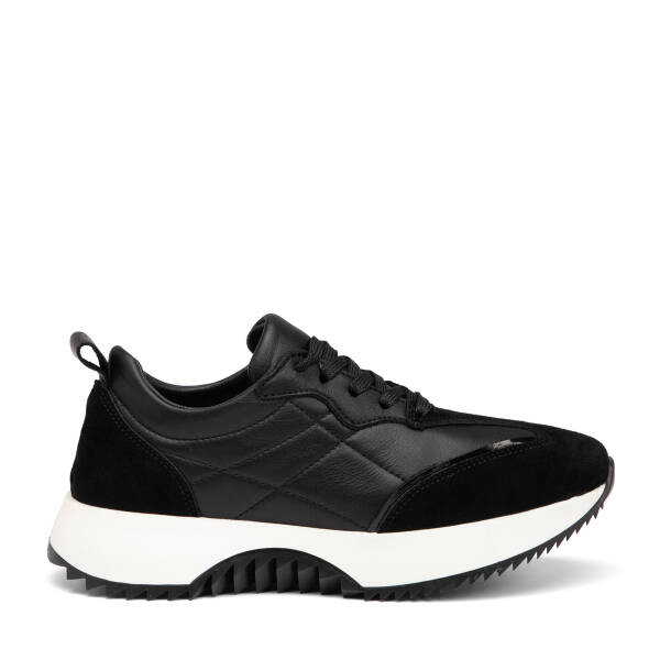 Siyah Hakiki Deri Kadın Sneaker - K26I1AY68473-A23 - 1