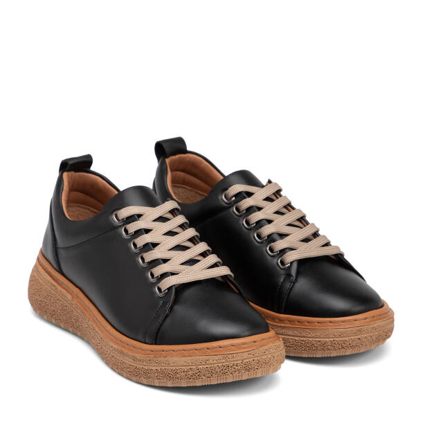 Siyah Hakiki Deri Kadın Sneaker - K26I1AY68663-A23 - 2