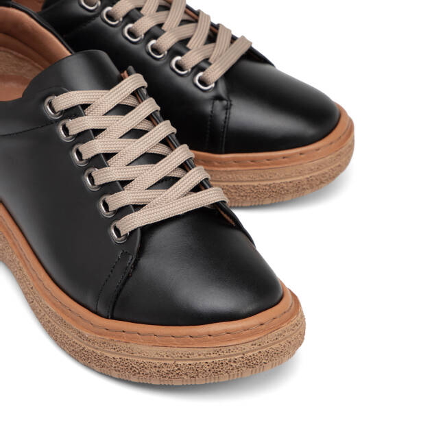 Siyah Hakiki Deri Kadın Sneaker - K26I1AY68663-A23 - 3