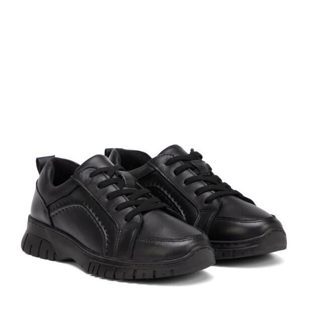 Siyah Hakiki Deri Kadın Sneaker - K26S1AY68810-A23 - 2