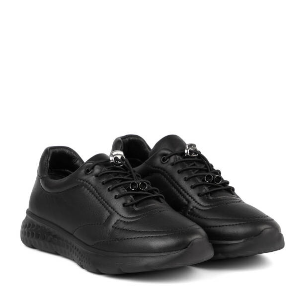 Siyah Hakiki Deri Kadın Sneaker - K26S1AY68993-A23 - 2