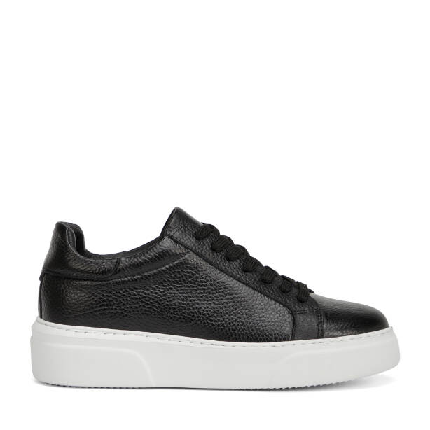 Siyah Hakiki Deri Kadın Sneaker - K4MEAY068702-A41 - Tergan Four Season