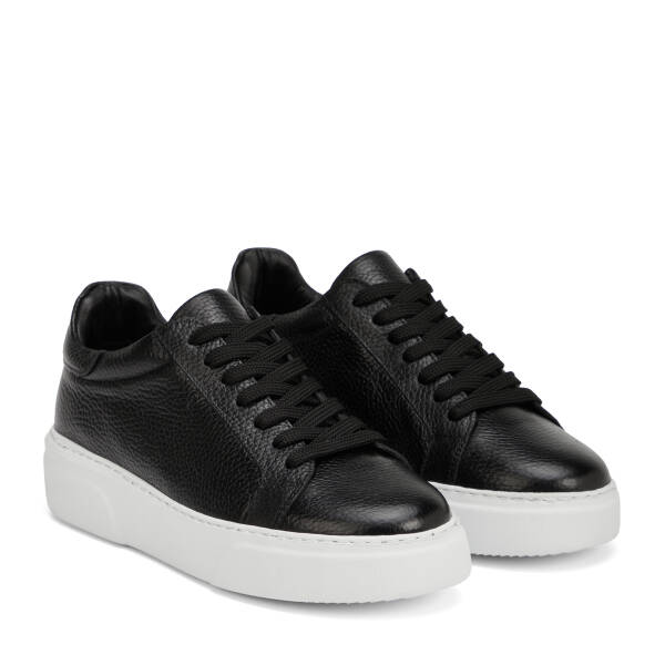 Siyah Hakiki Deri Kadın Sneaker - K4MEAY068702-A41 - 2