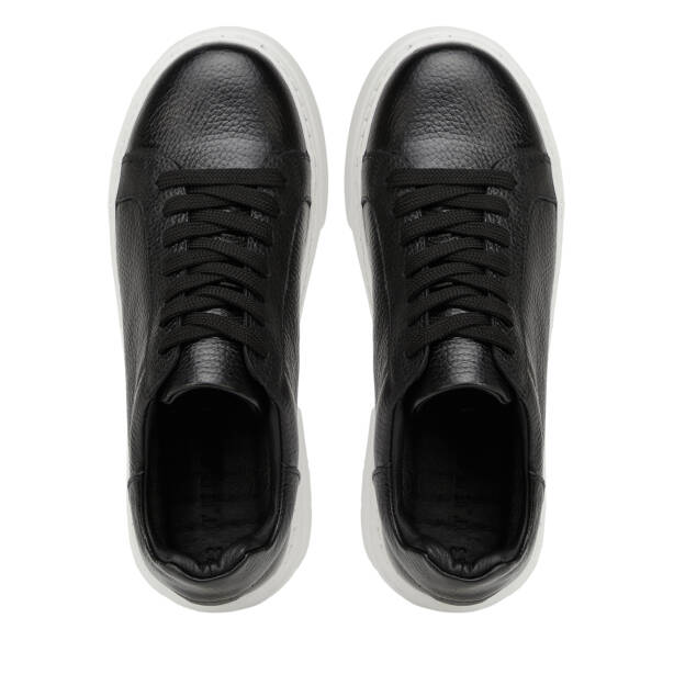 Siyah Hakiki Deri Kadın Sneaker - K4MEAY068702-A41 - Tergan Four Season