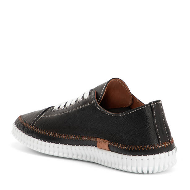 Siyah Hakiki Deri Kadın Sneaker - K4MEAY068703-A23 - Tergan Four Season