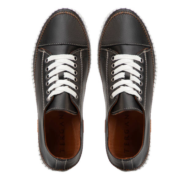 Siyah Hakiki Deri Kadın Sneaker - K4MEAY068703-A23 - Tergan Four Season