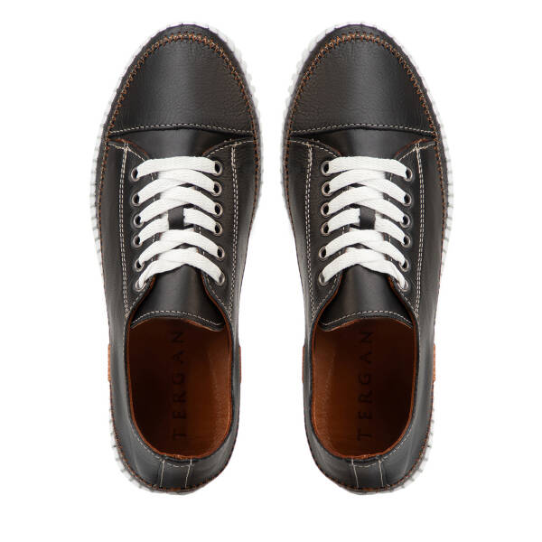 Siyah Hakiki Deri Kadın Sneaker - K4MEAY068703-A23 - 5