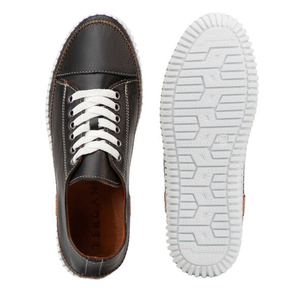 Siyah Hakiki Deri Kadın Sneaker - K4MEAY068703-A23 - 6