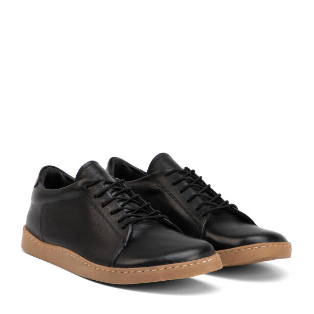 Siyah Hakiki Deri Kadın Sneaker - K4MEAY068708-A23 - Tergan Four Season