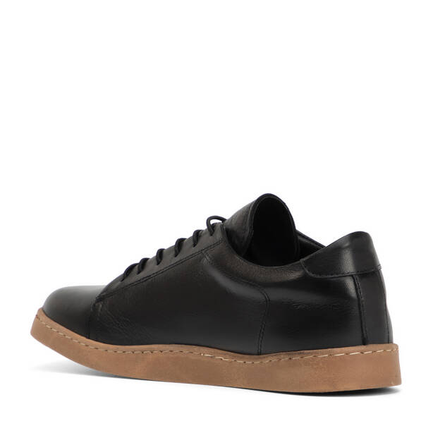 Siyah Hakiki Deri Kadın Sneaker - K4MEAY068708-A23 - Tergan Four Season