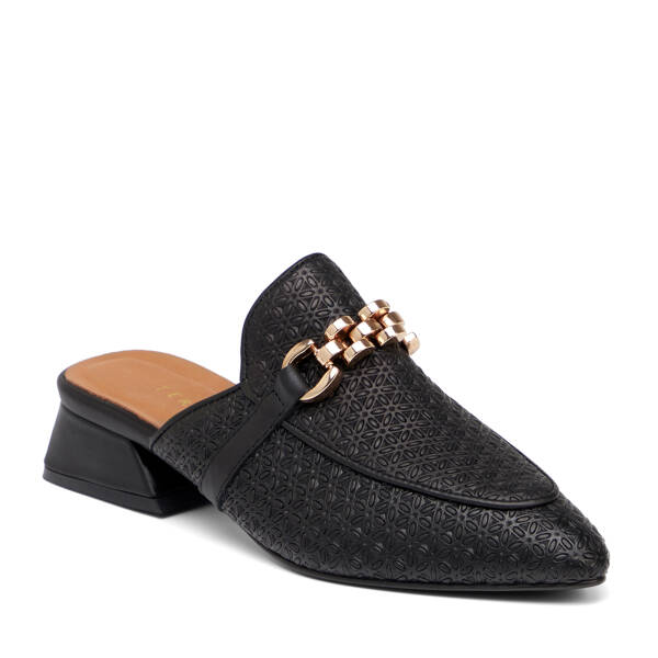 Siyah Hakiki Deri Kadın Terlik - K25Y1TR67840-A23 - 1