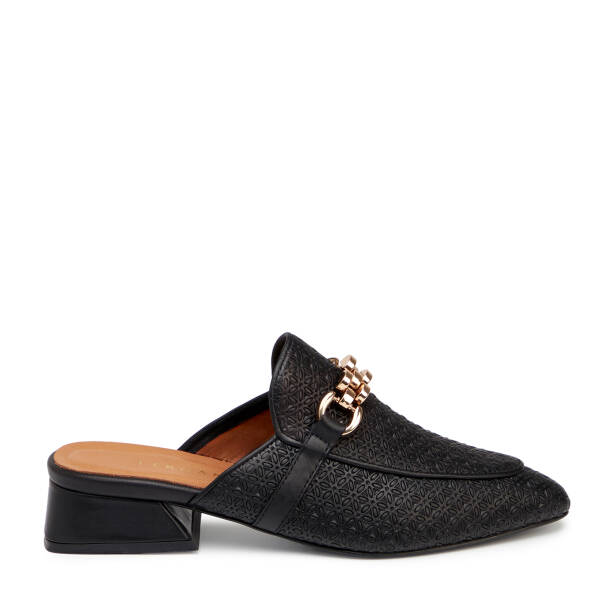 Siyah Hakiki Deri Kadın Terlik - K25Y1TR67840-A23 - 3