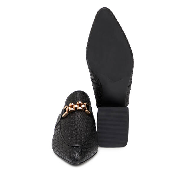 Siyah Hakiki Deri Kadın Terlik - K25Y1TR67840-A23 - 4