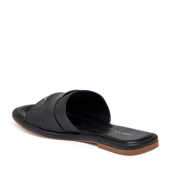 Siyah Hakiki Deri Kadın Terlik - K25Y1TR67843-A23 - 2