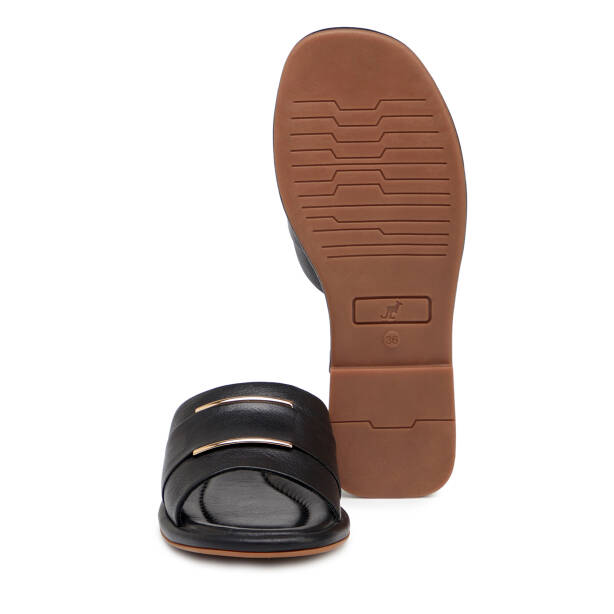 Siyah Hakiki Deri Kadın Terlik - K25Y1TR67843-A23 - 4