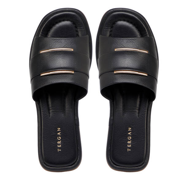 Siyah Hakiki Deri Kadın Terlik - K25Y1TR67843-A23 - 5