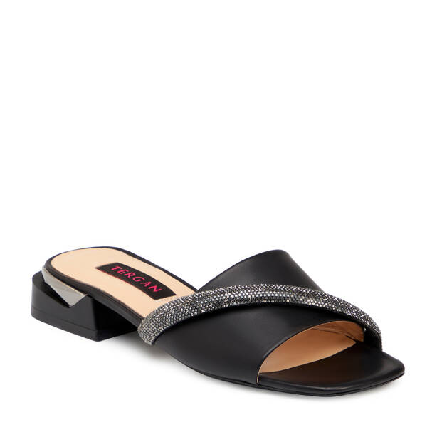 Siyah Hakiki Deri Kadın Terlik - K25Y1TR67938-A23 