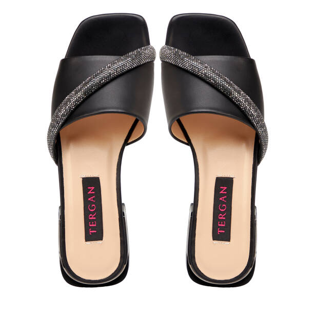 Siyah Hakiki Deri Kadın Terlik - K25Y1TR67938-A23 - 5