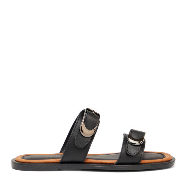 Siyah Hakiki Deri Kadın Terlik - K26Y1TR68420-A23 - Tergan