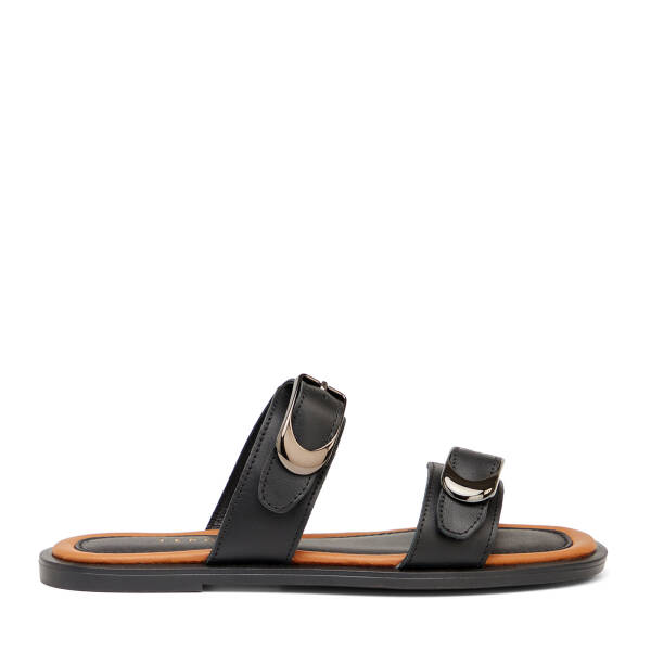 Siyah Hakiki Deri Kadın Terlik - K26Y1TR68420-A23 - 1