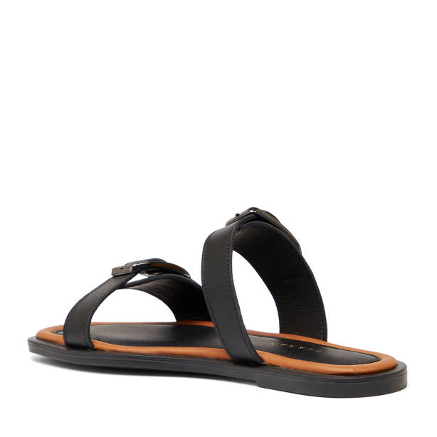 Siyah Hakiki Deri Kadın Terlik - K26Y1TR68420-A23 - Tergan