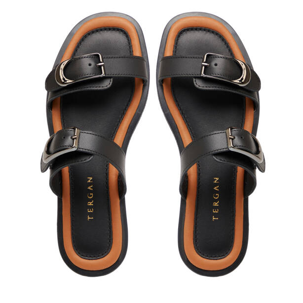 Siyah Hakiki Deri Kadın Terlik - K26Y1TR68420-A23 - Tergan