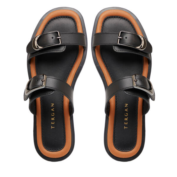 Siyah Hakiki Deri Kadın Terlik - K26Y1TR68420-A23 - 5