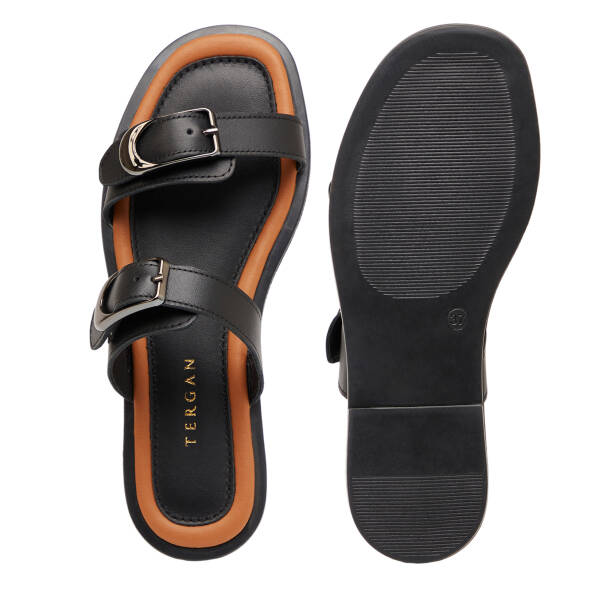 Siyah Hakiki Deri Kadın Terlik - K26Y1TR68420-A23 - Tergan
