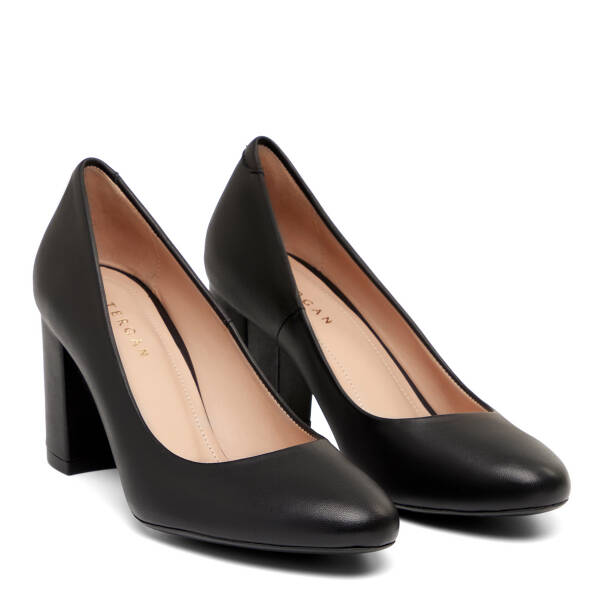 Siyah Hakiki Deri Kadın Topuklu Ayakkabı - K26I1AY68384-A23 - 2