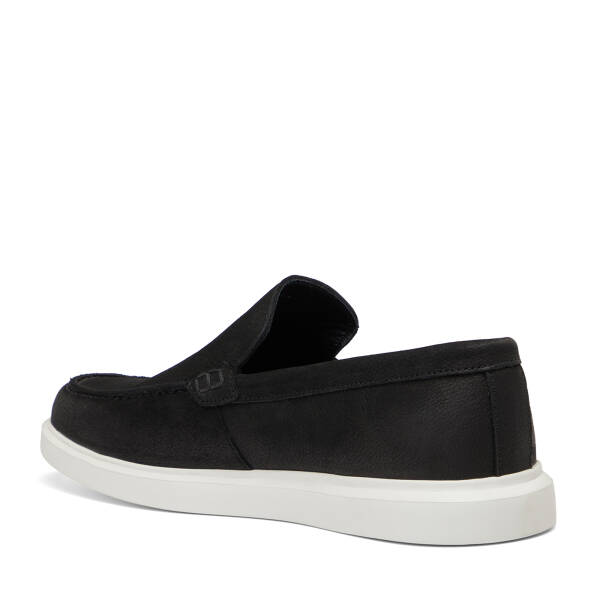 Siyah Hakiki Nubuk Deri Erkek Casual Ayakkabı - E26I1AY57613-A64 - 4