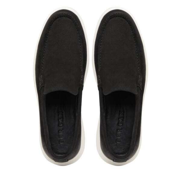 Siyah Hakiki Nubuk Deri Erkek Casual Ayakkabı - E26I1AY57613-A64 - 5