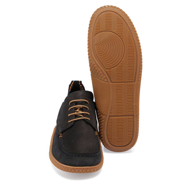 Siyah Hakiki Nubuk Deri Erkek Casual Ayakkabı - E26I1AY57619-A64 - 4