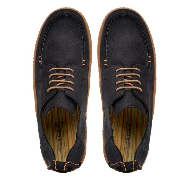 Siyah Hakiki Nubuk Deri Erkek Casual Ayakkabı - E26I1AY57619-A64 - 5