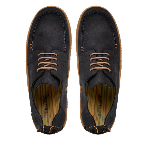 Siyah Hakiki Nubuk Deri Erkek Casual Ayakkabı - E26I1AY57619-A64 - 5