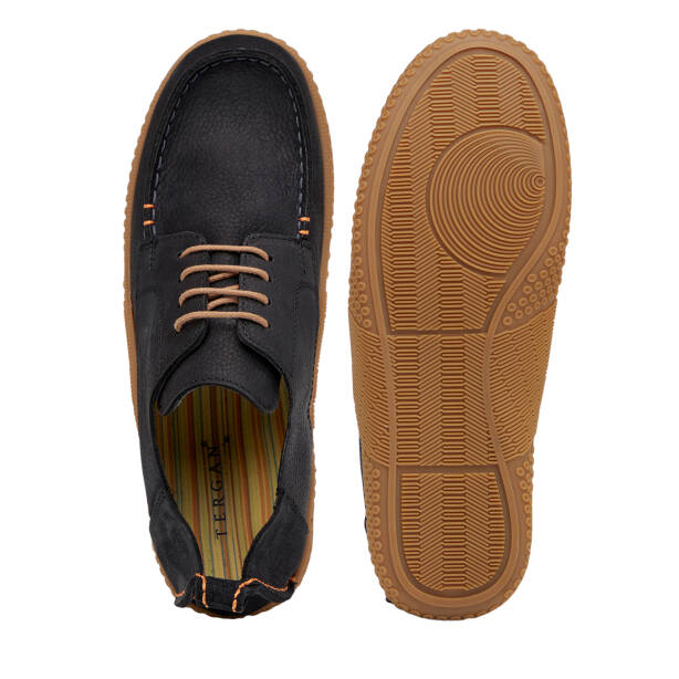 Siyah Hakiki Nubuk Deri Erkek Casual Ayakkabı - E26I1AY57619-A64 - 6