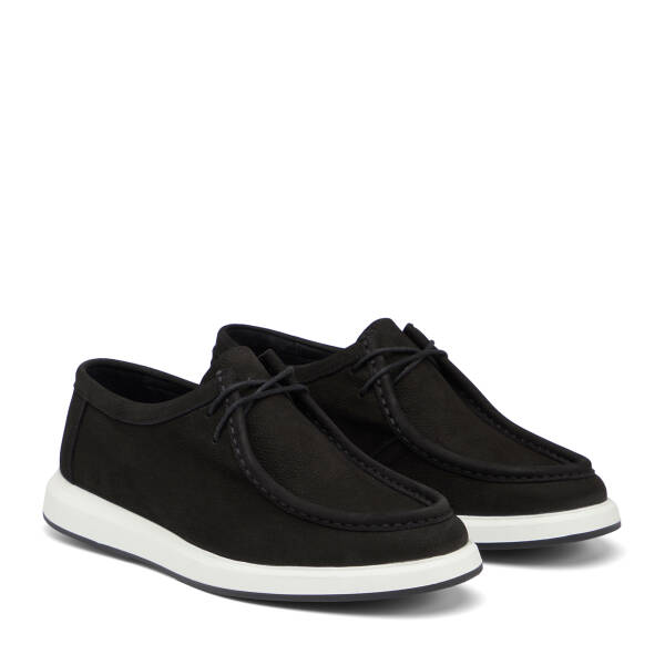 Siyah Hakiki Nubuk Deri Erkek Casual Ayakkabı - E26I1AY57635-A64 - 2